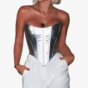 Silver Metallic Corset Top
